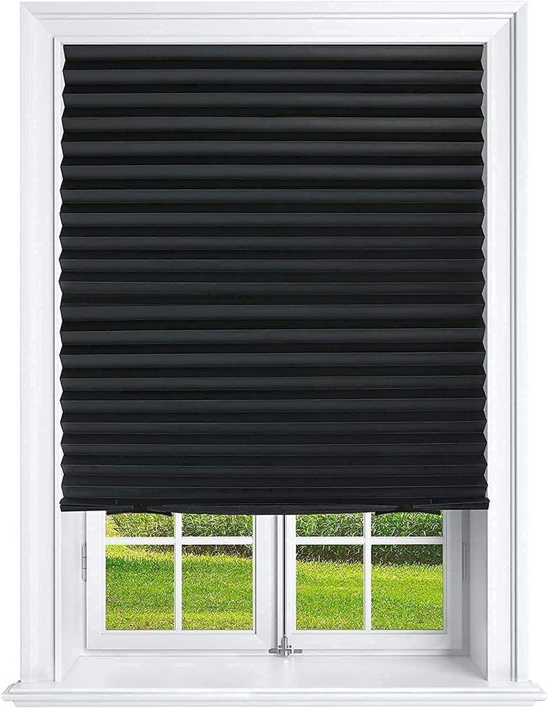 Mirrotek Pleated Window Paper Shades Room Darkening Blinds Black 36" x 69" (Pack of 6 Temporary Shades) - Image 1